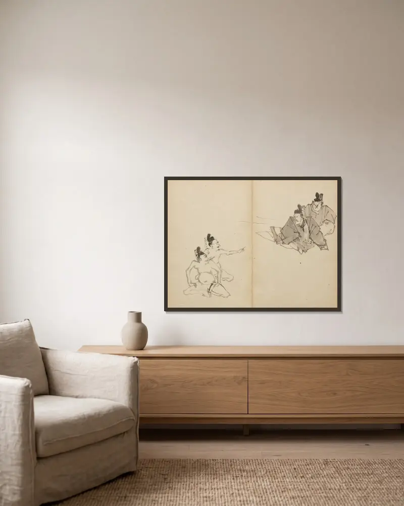 Dvořané, Kawanabe Kyōsai v rámu na stěně