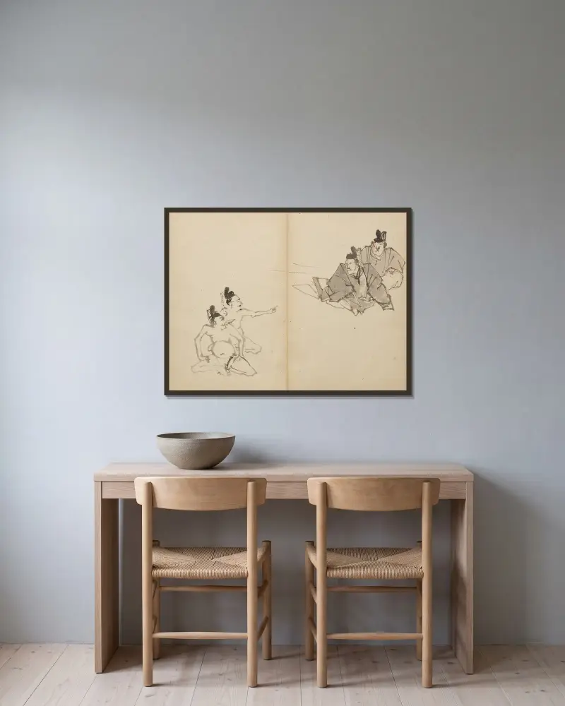 Dvořané, Kawanabe Kyōsai v rámu na stěně