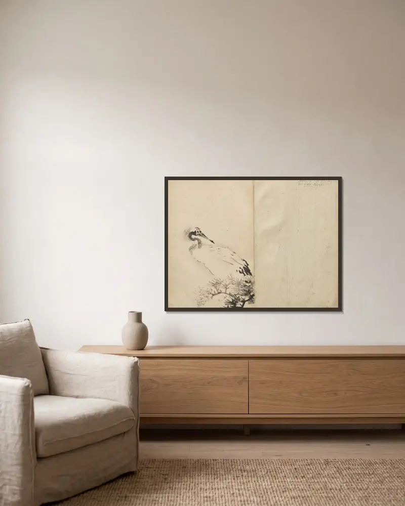 Crane, Kawanabe Kyōsai v rámu na stěně