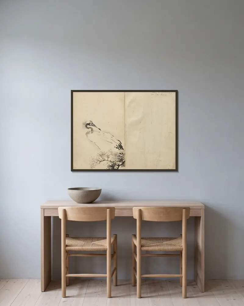 Crane, Kawanabe Kyōsai v rámu na stěně