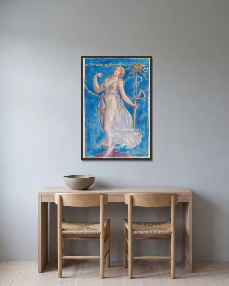 Eine Bacchantin von John La Farge gerahmt an einer Wand