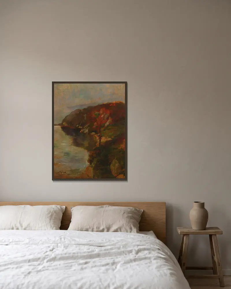Studie av dimma, Brenton's Cove av John La Farge inramad på en vägg