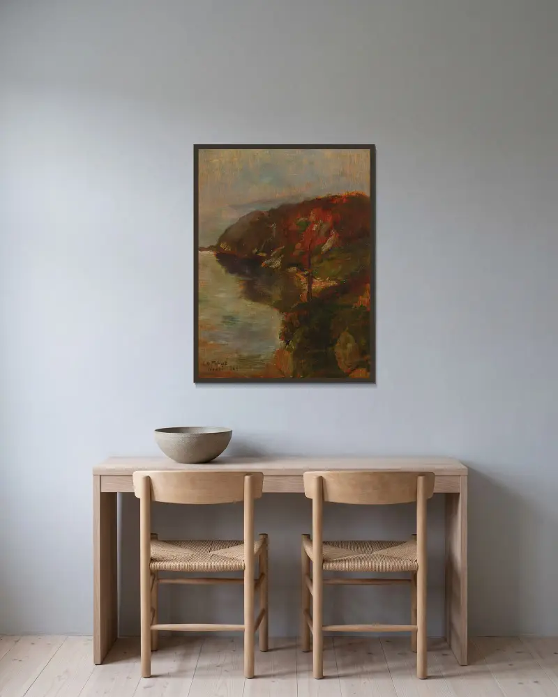 Studie av dimma, Brenton's Cove av John La Farge inramad på en vägg