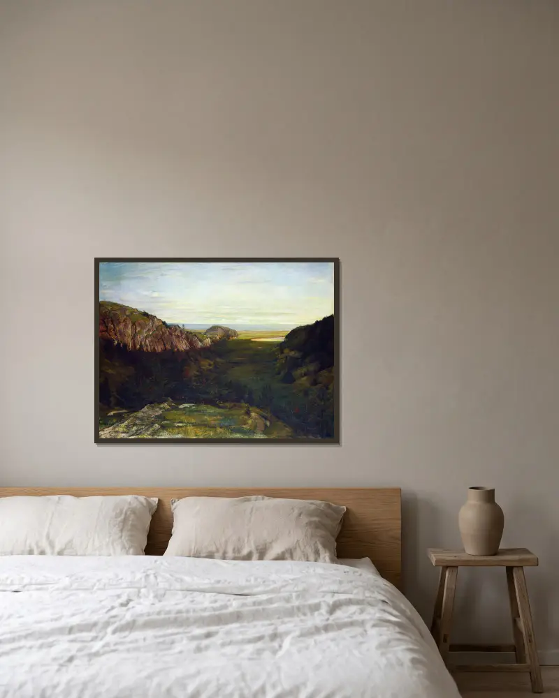 Den sista dalen – paradisets klippor av John La Farge inramad på en vägg