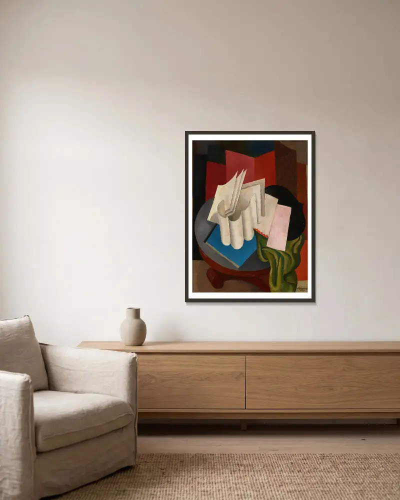 Les Feuilles blanches av Roger de La Fresnaye inramad på en vägg