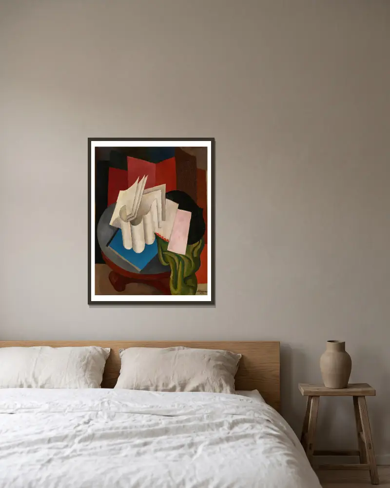 Les Feuilles blanches av Roger de La Fresnaye inramad på en vägg