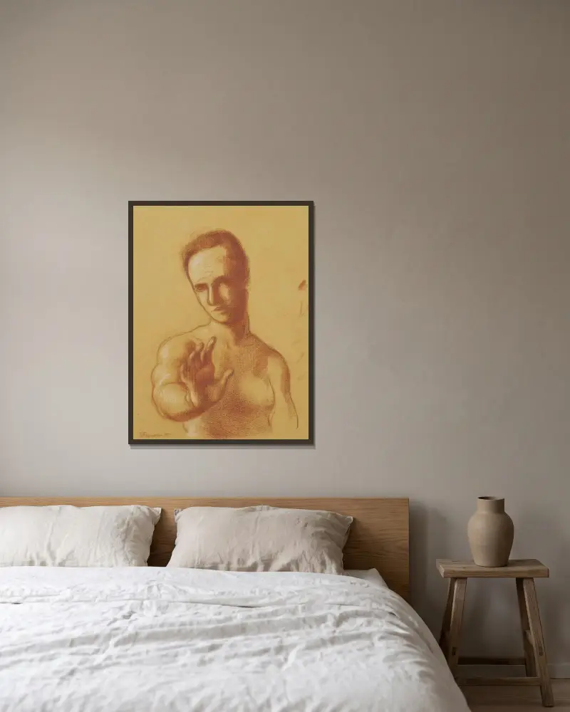 Der Mann mit ausgestrecktem Arm von Roger de La Fresnaye gerahmt an einer Wand