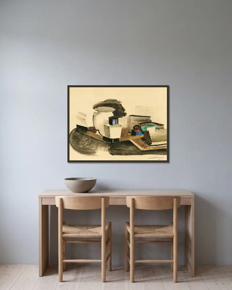 Stillleben mit Pfeife von Roger de La Fresnaye gerahmt an einer Wand