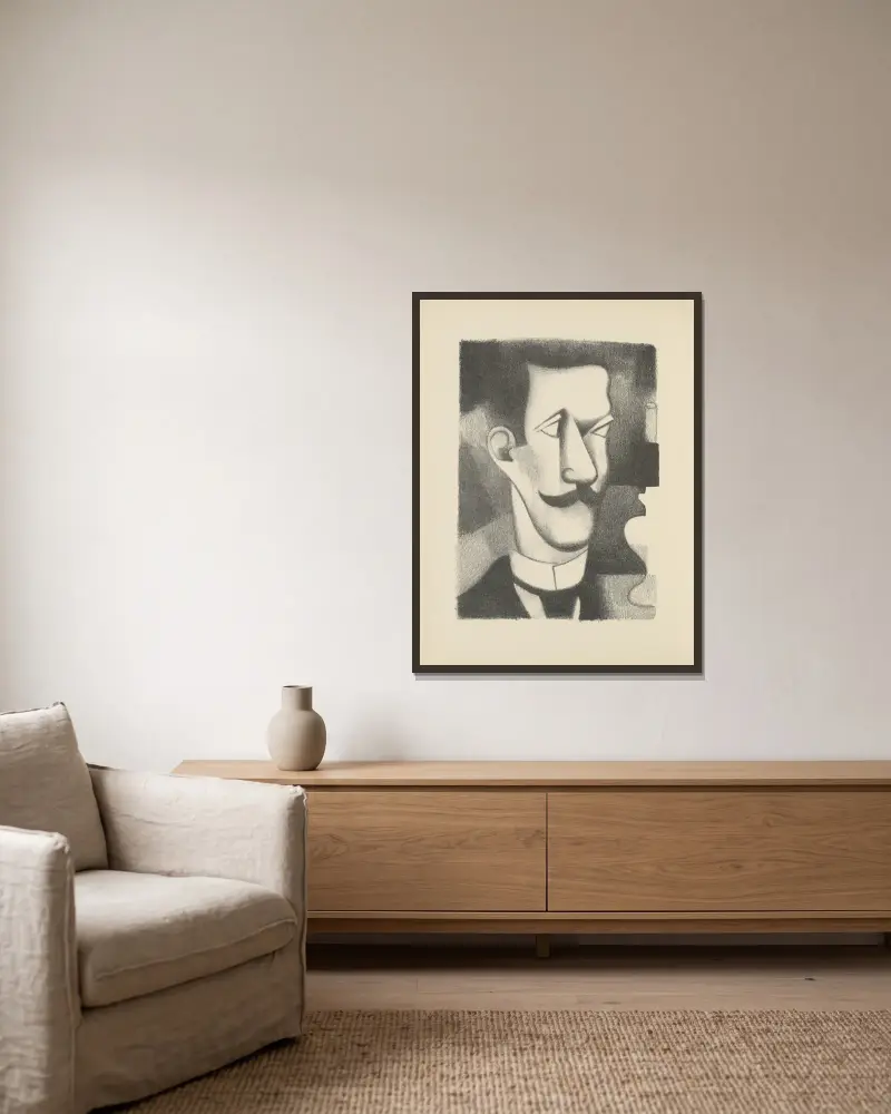 Paludes pl 2 av Roger de La Fresnaye inramad på en vägg