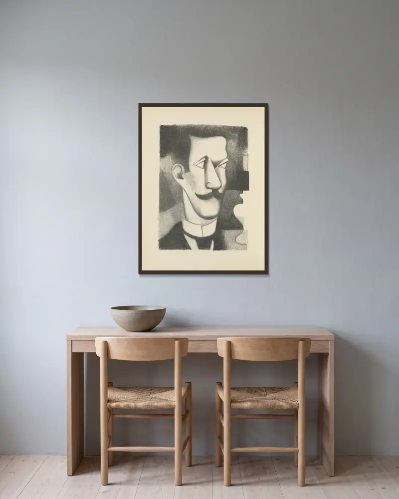 Paludes pl 2 av Roger de La Fresnaye inramad på en vägg