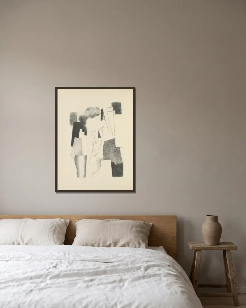 Paludes pl 5 av Roger de La Fresnaye inramad på en vägg