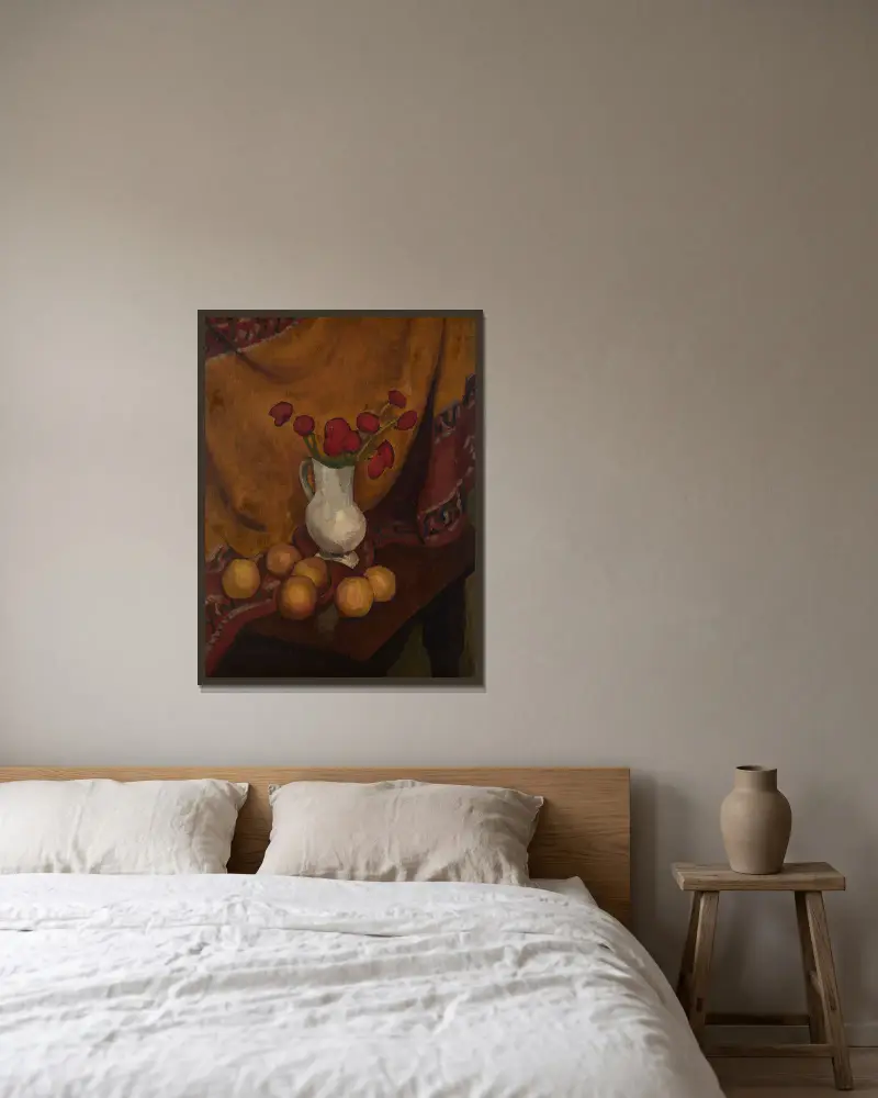 Vase de coquelicots av Roger de La Fresnaye inramad på en vägg