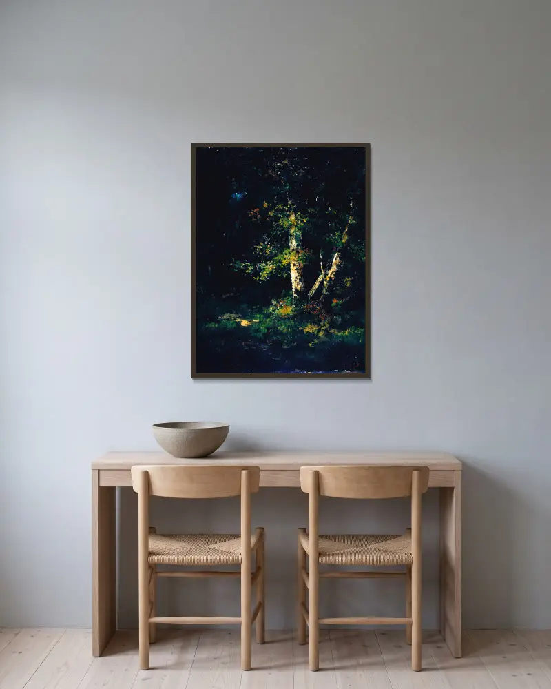 Forest Scene av Narcisse-Virgile Diaz de La Peña inramad på en vägg