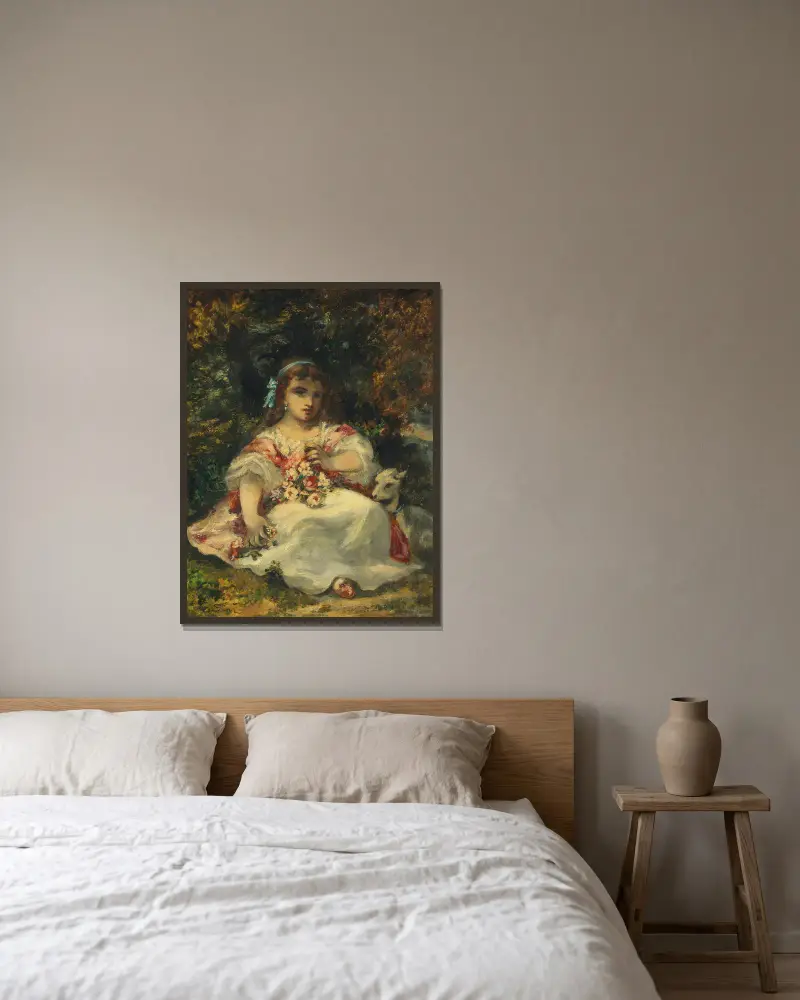 La fille de Diaz av Narcisse-Virgile Diaz de La Peña inramad på en vägg
