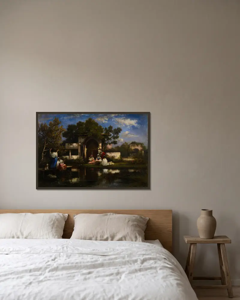 Seraglio, Constantinople av Narcisse-Virgile Diaz de La Peña inramad på en vägg