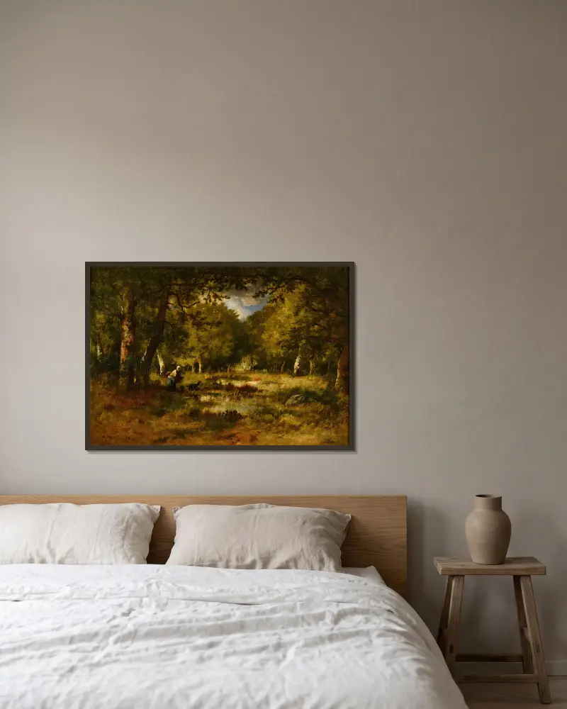 Sous-bois – nr 1 av Narcisse-Virgile Diaz de La Peña inramad på en vägg