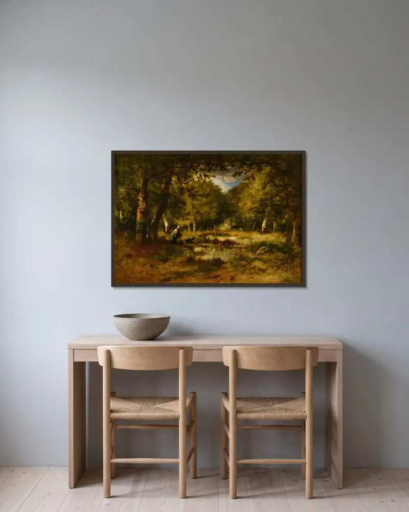 Sous-bois – nr 1 av Narcisse-Virgile Diaz de La Peña inramad på en vägg