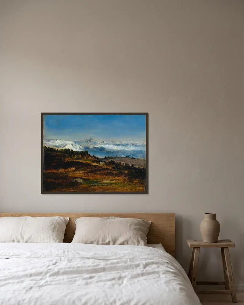 Pyrenéerna, Pic du Midi de Bigorre av Narcisse-Virgile Diaz de La Peña inramad på en vägg