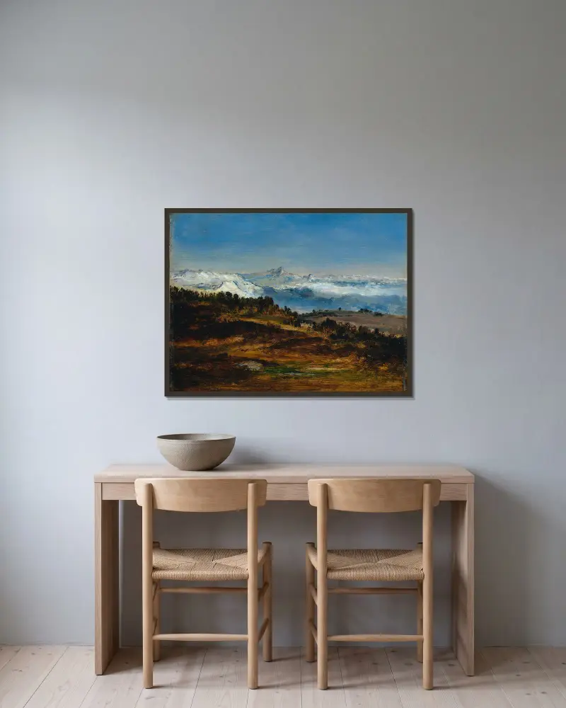 Pyrenéerna, Pic du Midi de Bigorre av Narcisse-Virgile Diaz de La Peña inramad på en vägg