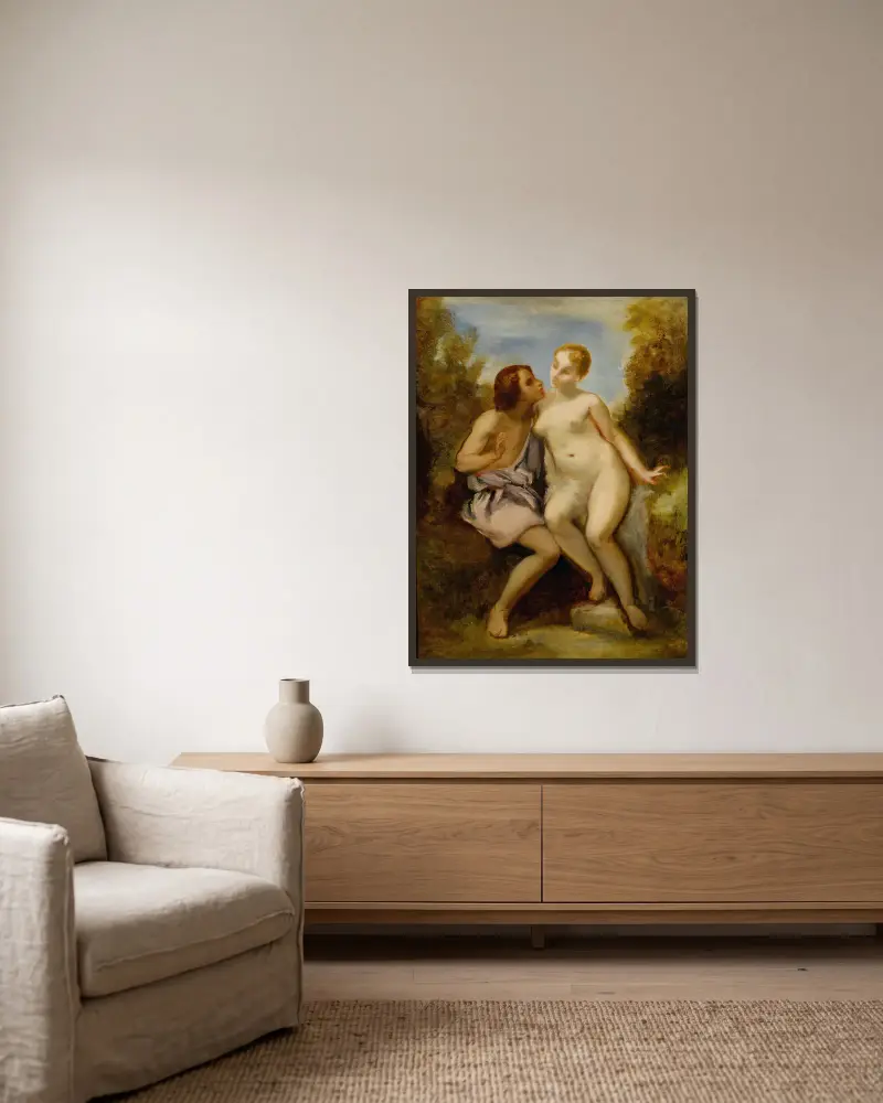 Vénus Et Adonis av Narcisse-Virgile Diaz de La Peña inramad på en vägg