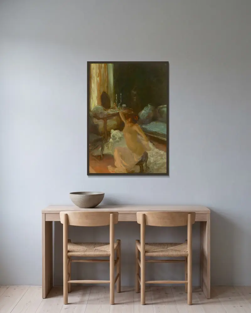 La Démangeaison av Gaston La Touche inramad på en vägg
