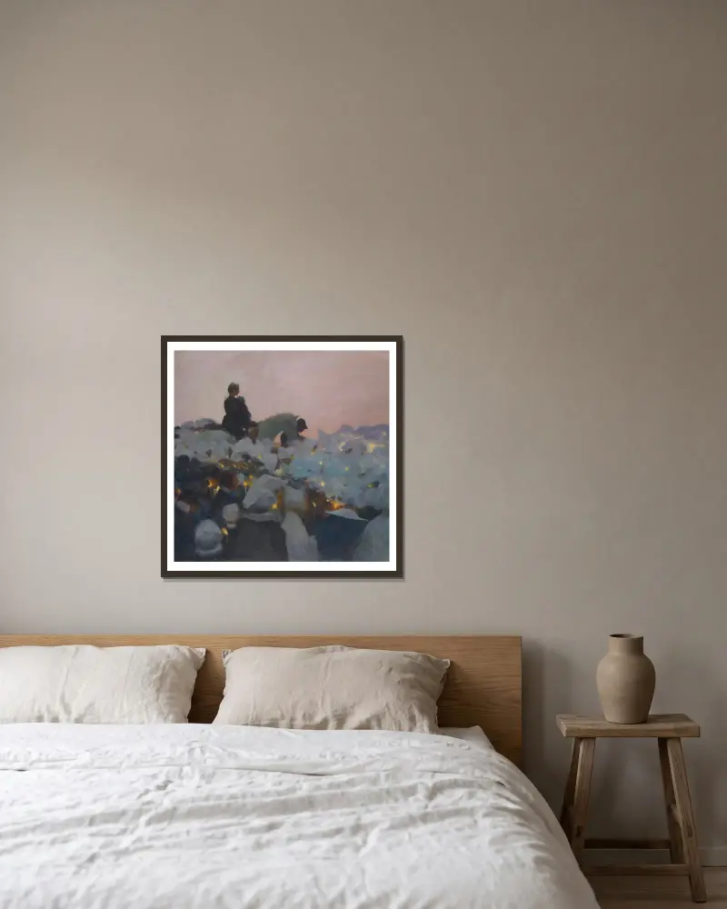Pardon in Brittany av Gaston La Touche inramad på en vägg