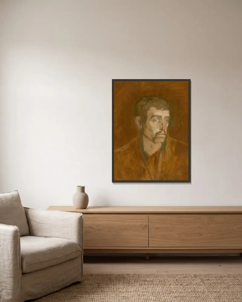 Studie eines unglücklichen Mannes von Ladislav Mednyánszky gerahmt an einer Wand