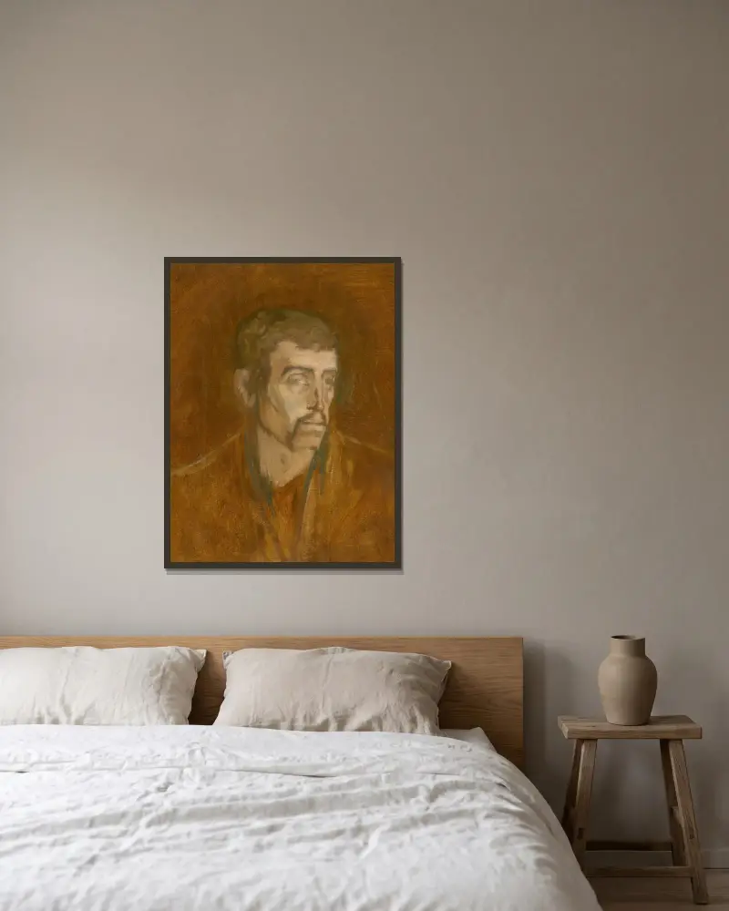 Studie eines unglücklichen Mannes von Ladislav Mednyánszky gerahmt an einer Wand