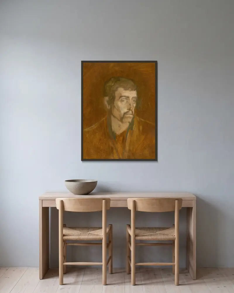 Studie eines unglücklichen Mannes von Ladislav Mednyánszky gerahmt an einer Wand