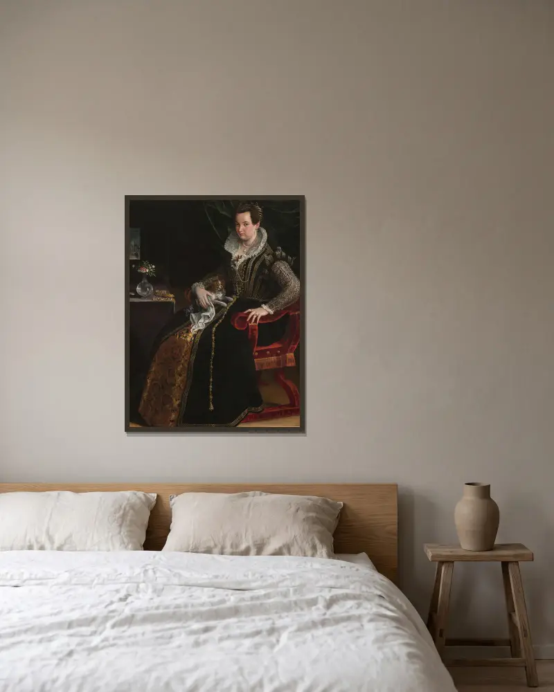Porträtt av Costanza Alidosi av Lavinia Fontana inramad på en vägg