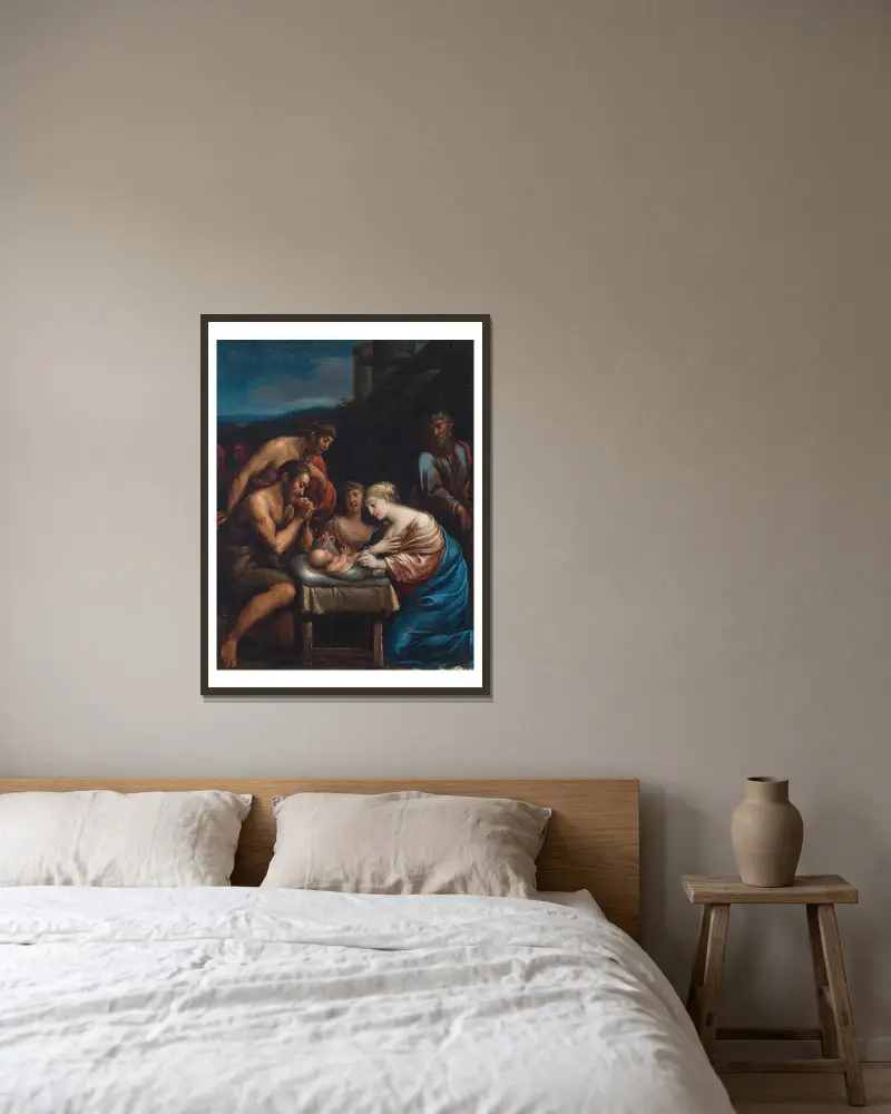 Die Anbetung der Hirten von Lavinia Fontana gerahmt an einer Wand