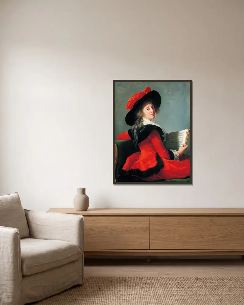 Baronin de Crussol von Elisabeth Louise Vigée Le Brun gerahmt an einer Wand