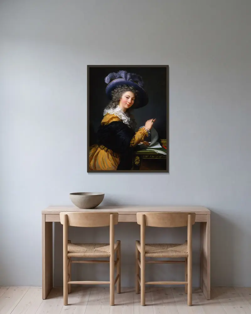 Comtesse de Cérès Former title (from 1963 to 1992)- Lady Folding a Letter av Elisabeth Louise Vigée Le Brun inramad på en vägg