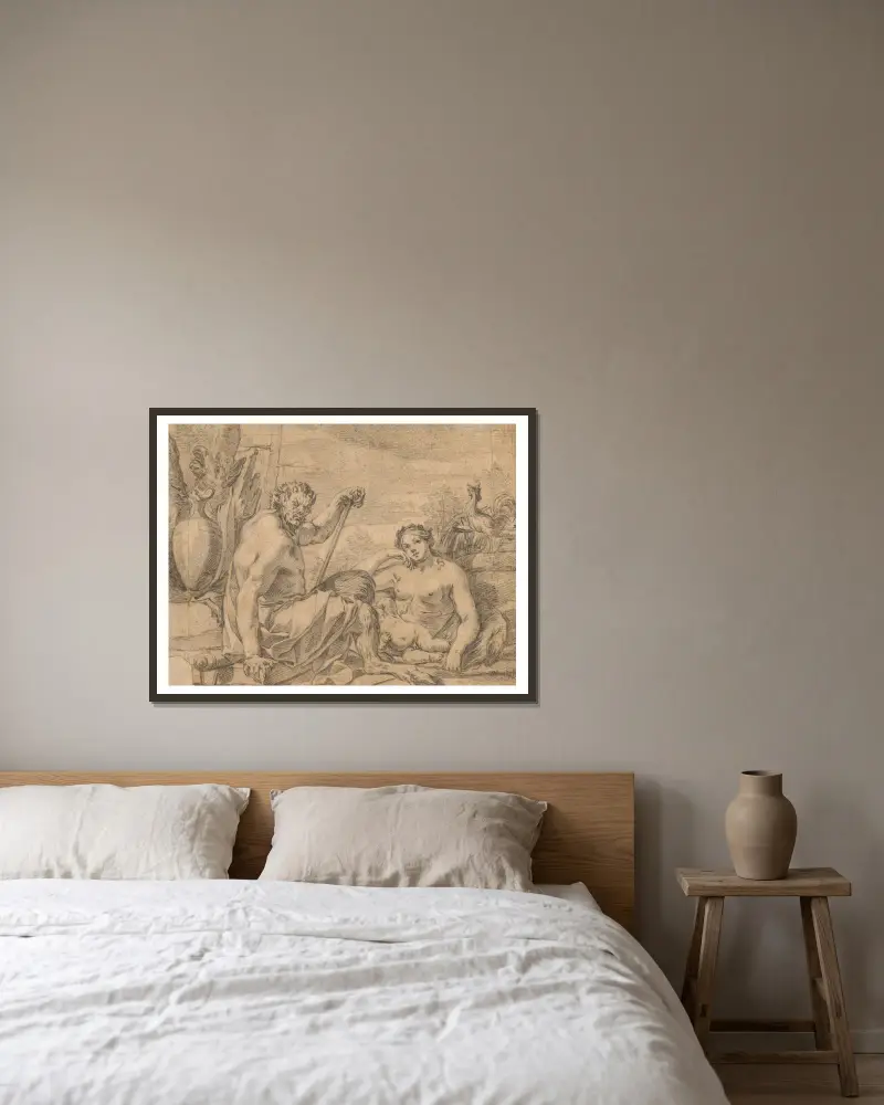 Dawn av Charles Le Brun inramad på en vägg