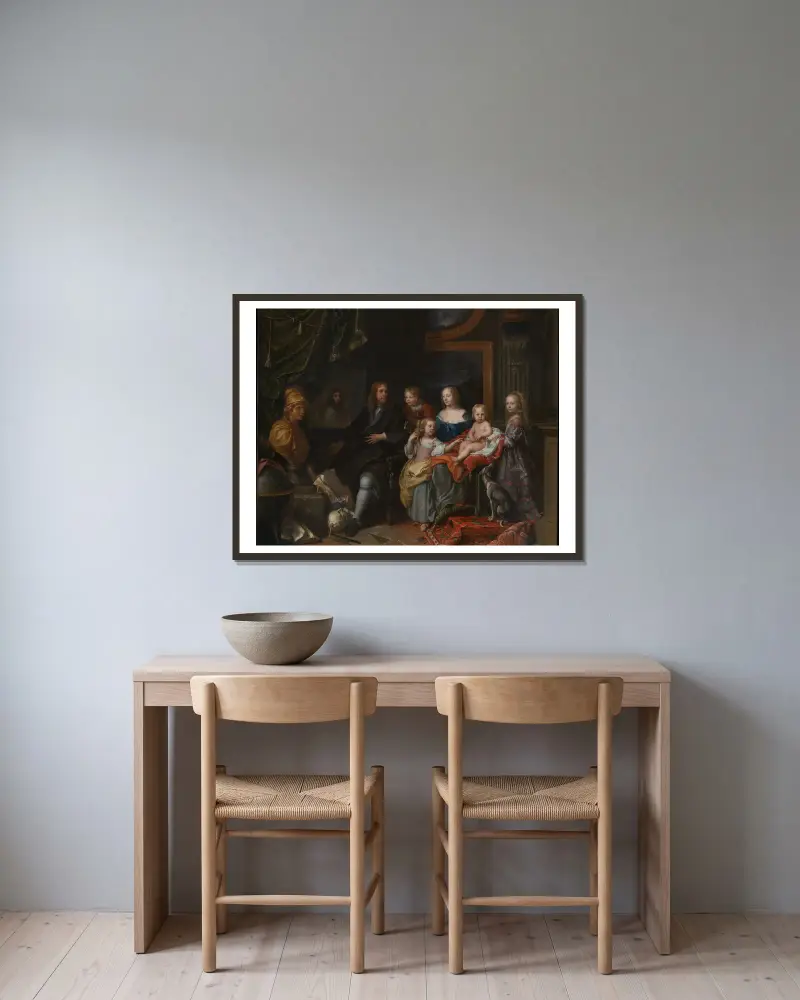 Everhard Jabach (1618–1695) och hans familj av Charles Le Brun inramad på en vägg