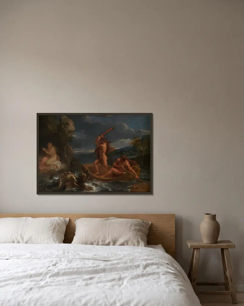 Herakles befreit Hesione von Charles Le Brun gerahmt an einer Wand