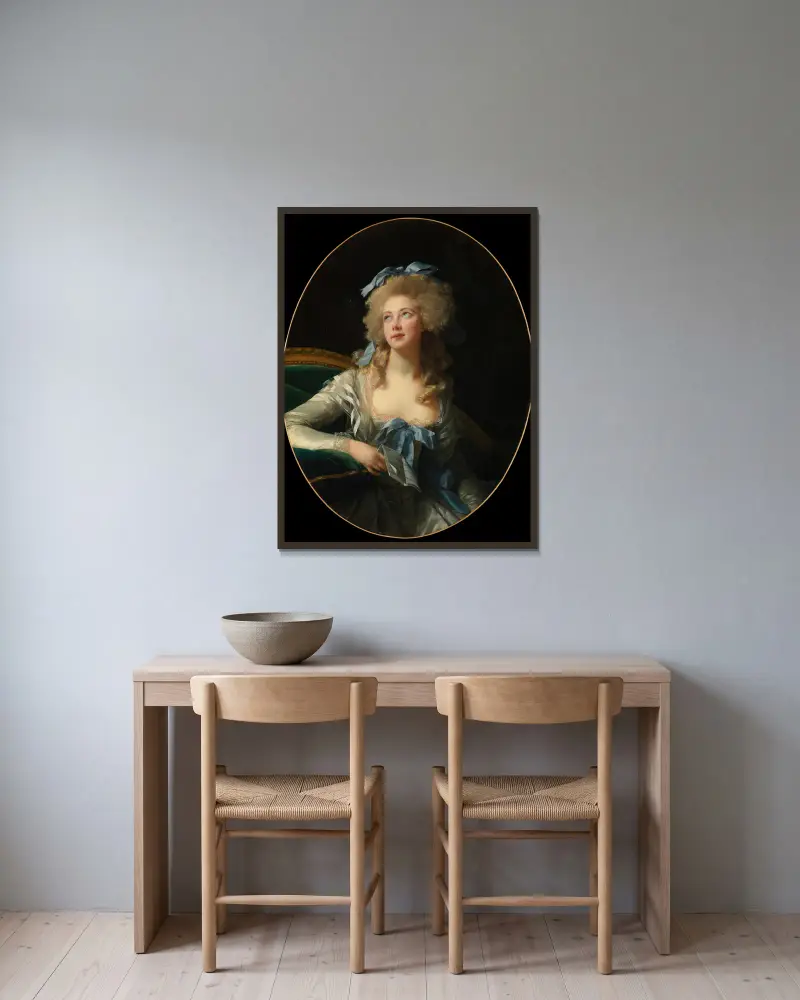 Madame Grand (Noël Catherine Vorlée, 1761–1835) av Elisabeth Louise Vigée Le Brun inramad på en vägg