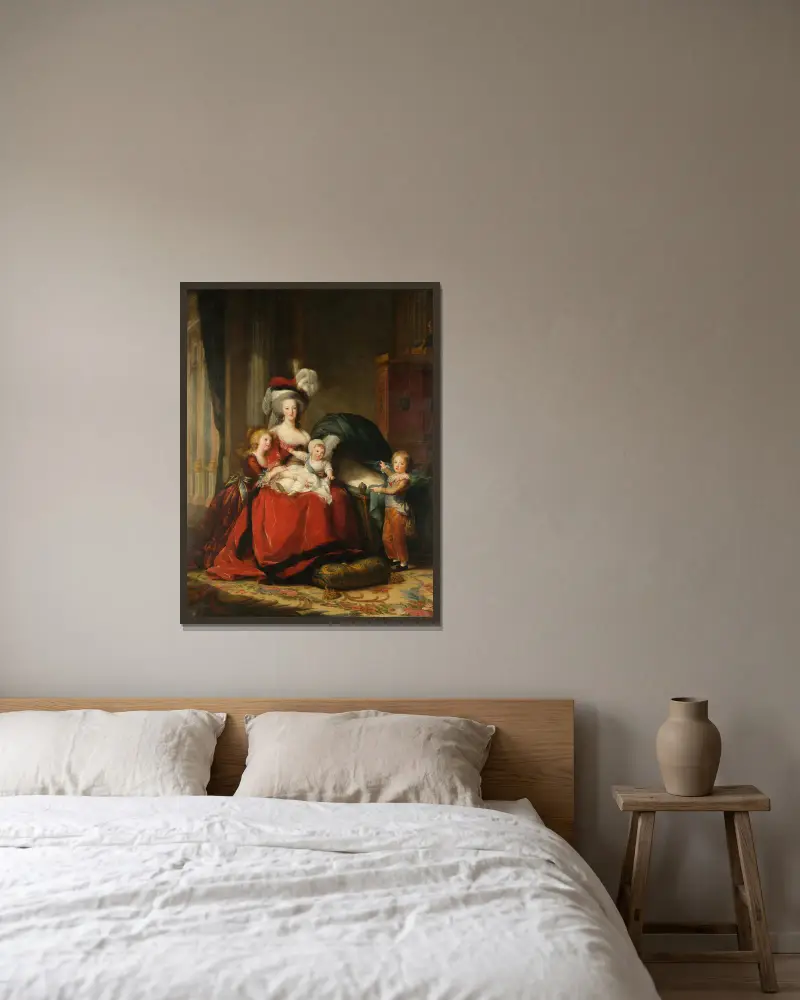 Marie-Antoinette von Habsburg-Lothringen, Königin von Frankreich, und ihre Kinder von Elisabeth Louise Vigée Le Brun gerahmt an einer Wand