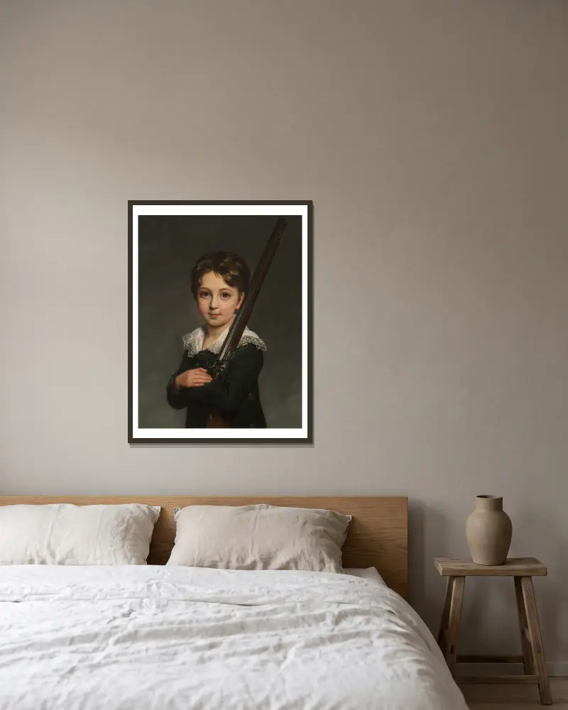 Porträtt av en ung pojke av Elisabeth Louise Vigée Le Brun inramad på en vägg
