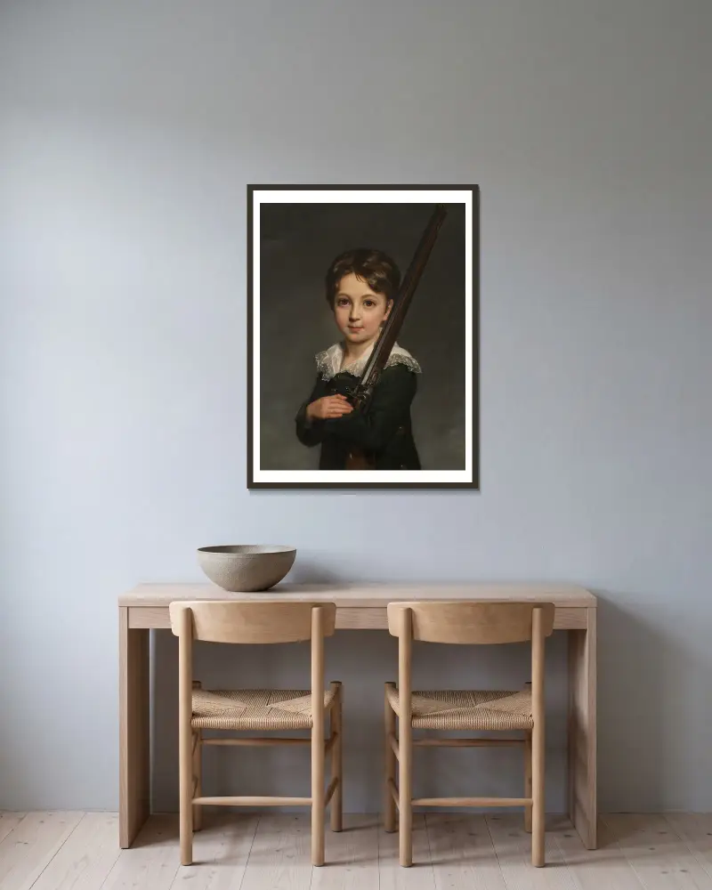 Porträtt av en ung pojke av Elisabeth Louise Vigée Le Brun inramad på en vägg