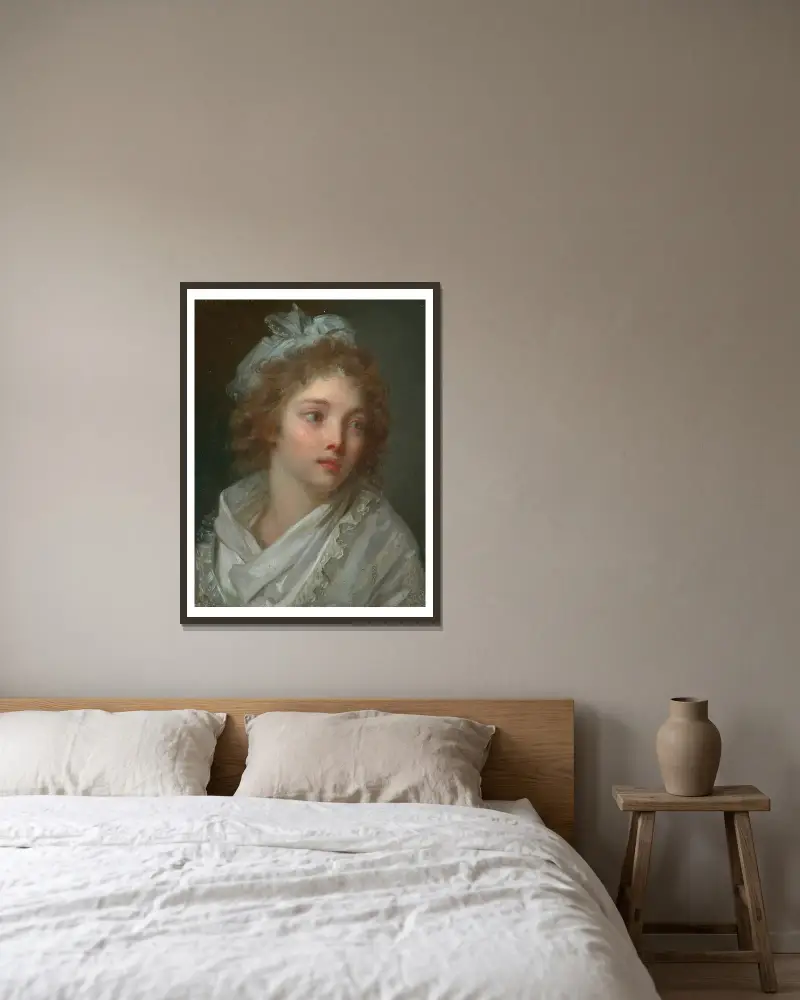 Bildnis einer jungen Dame von Elisabeth Louise Vigée Le Brun gerahmt an einer Wand