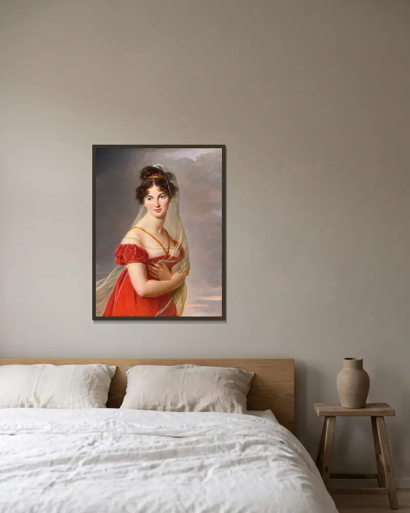 Porträt der Aglaé Angélique Gabrielle von Elisabeth Louise Vigée Le Brun gerahmt an einer Wand