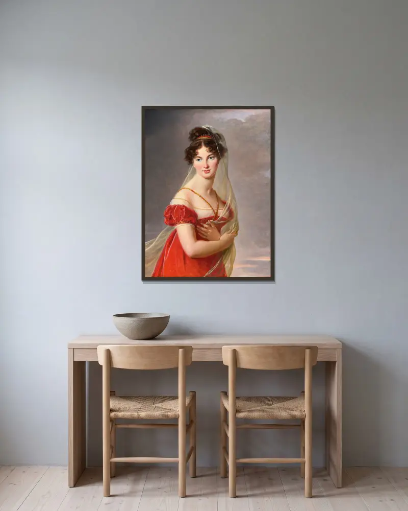 Porträt der Aglaé Angélique Gabrielle von Elisabeth Louise Vigée Le Brun gerahmt an einer Wand
