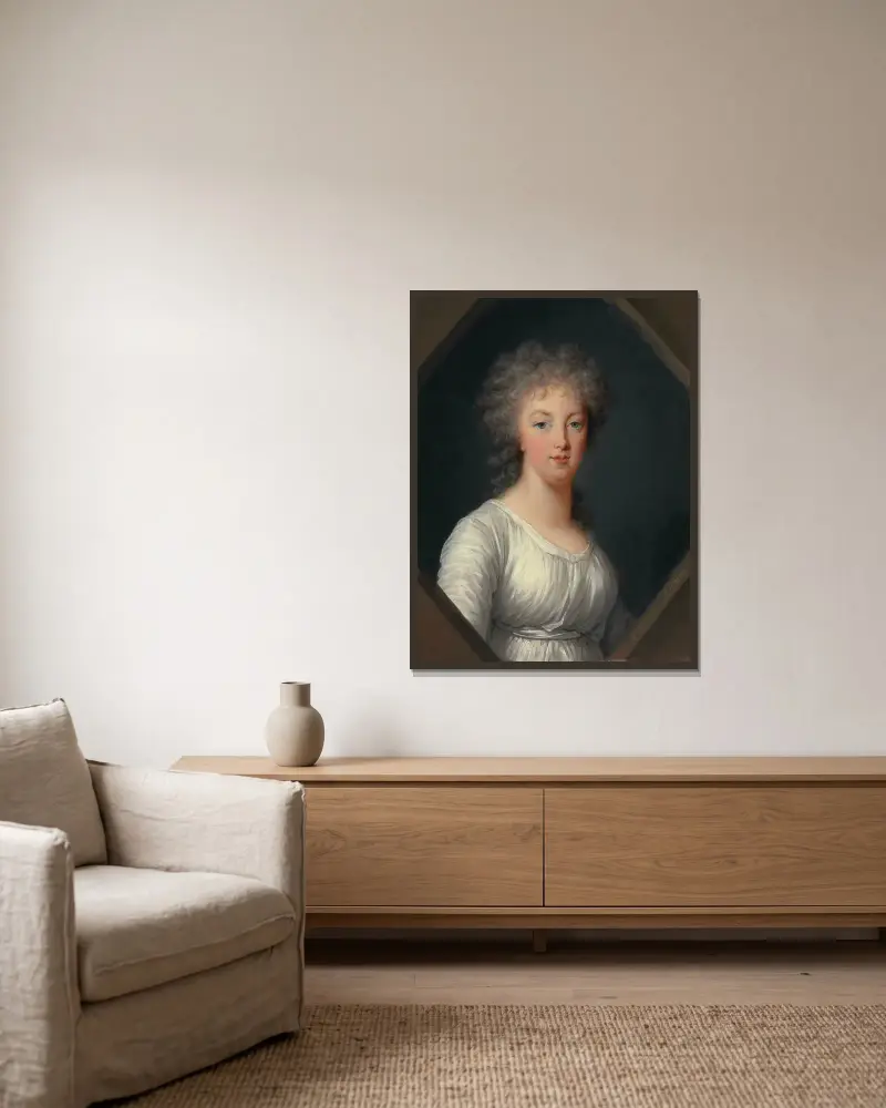 Porträt der Marie Antoinette (1755–1793) von Elisabeth Louise Vigée Le Brun gerahmt an einer Wand