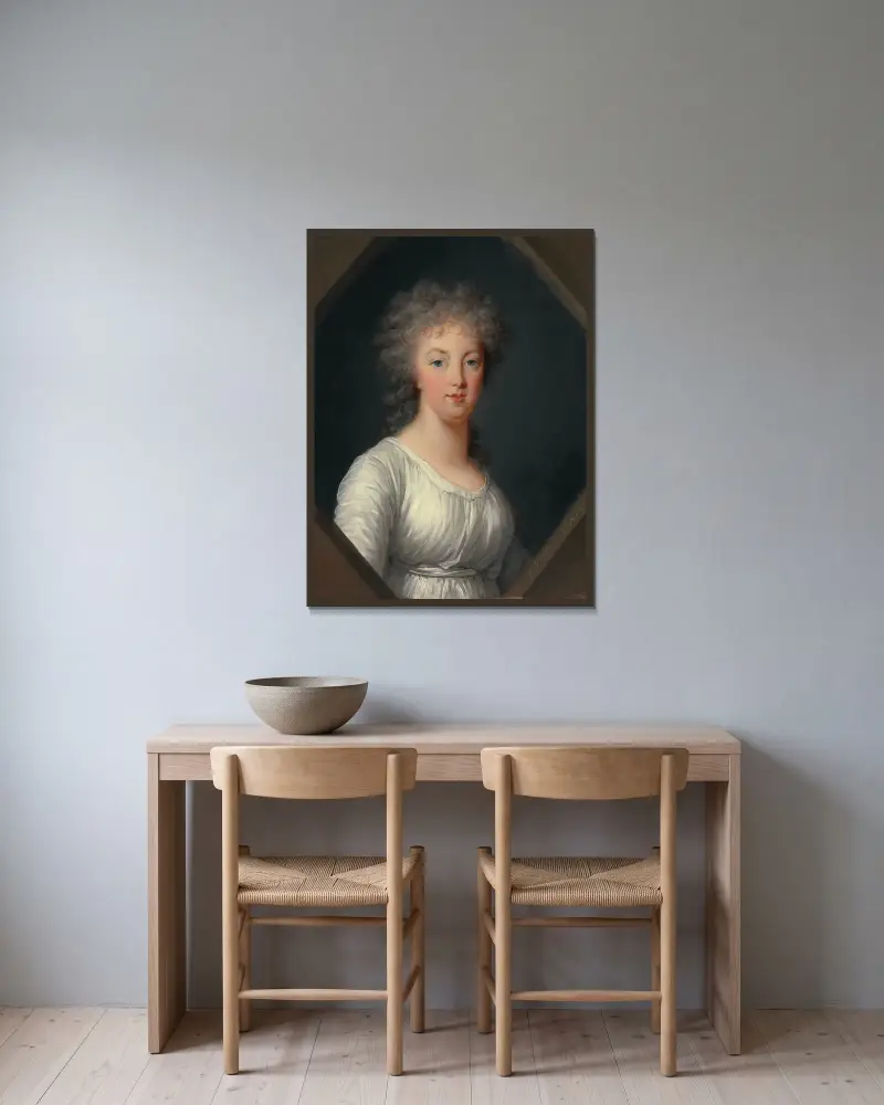 Porträt der Marie Antoinette (1755–1793) von Elisabeth Louise Vigée Le Brun gerahmt an einer Wand