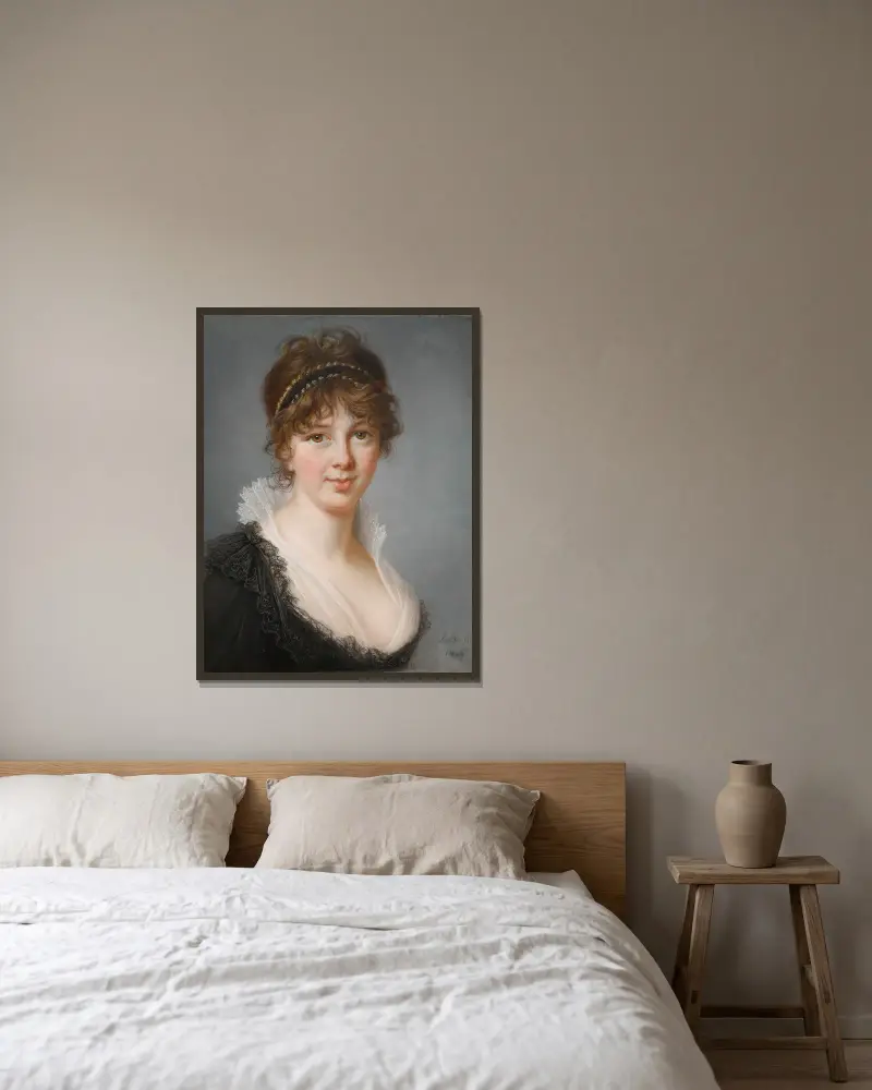 Porträtt av Mrs. Spencer Perceval, född Jane Wilson av Elisabeth Louise Vigée Le Brun inramad på en vägg