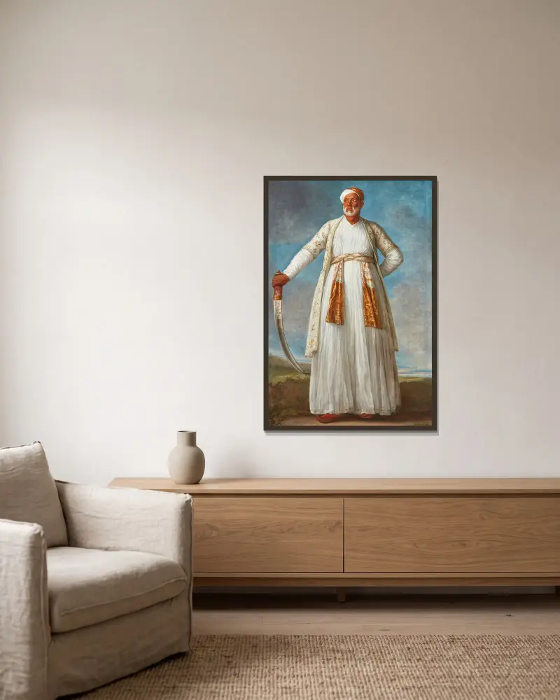 Porträt von Muhammad Dervish Khan von Elisabeth Louise Vigée Le Brun gerahmt an einer Wand
