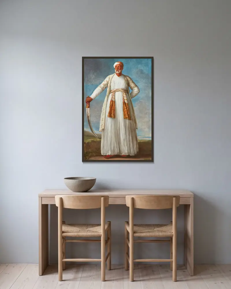 Porträt von Muhammad Dervish Khan von Elisabeth Louise Vigée Le Brun gerahmt an einer Wand