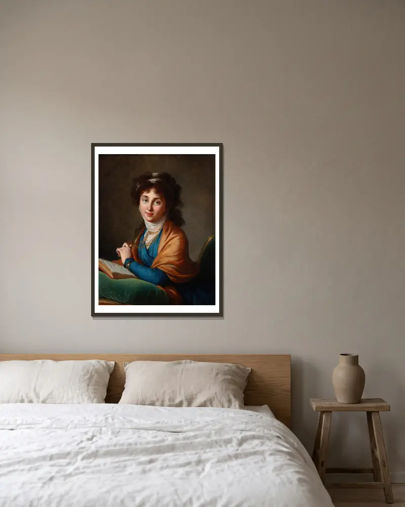 Porträtt av Natalia Zakharovna Kolycheva, född Hitrovo av Elisabeth Louise Vigée Le Brun inramad på en vägg