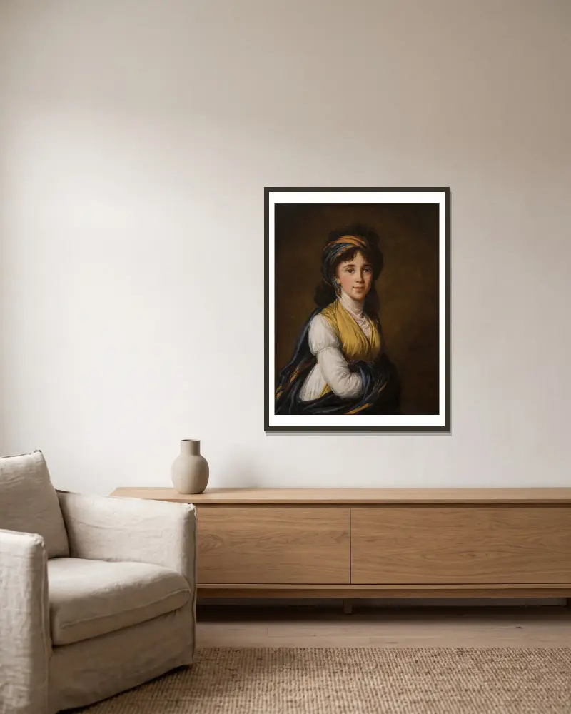 Porträtt av prinsessan Belozersky av Elisabeth Louise Vigée Le Brun inramad på en vägg